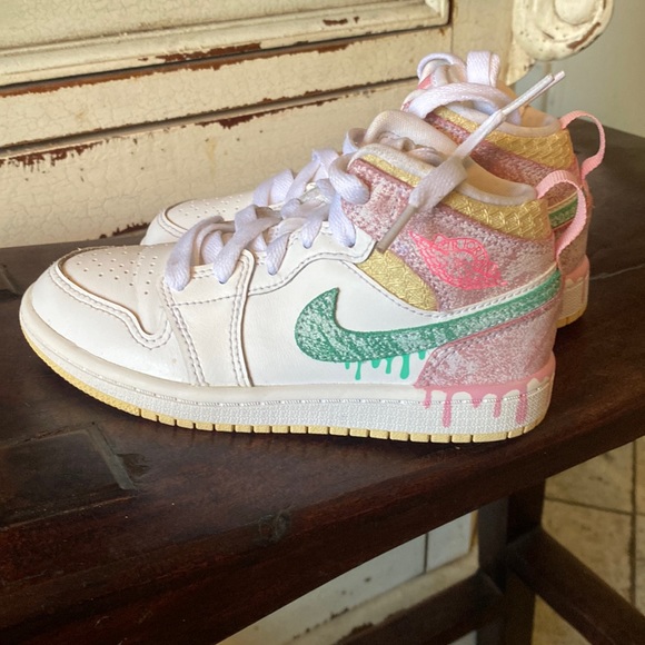 Nike Shoes Nike Air Jordan Mid Paint Drip Gs Ice Cream White